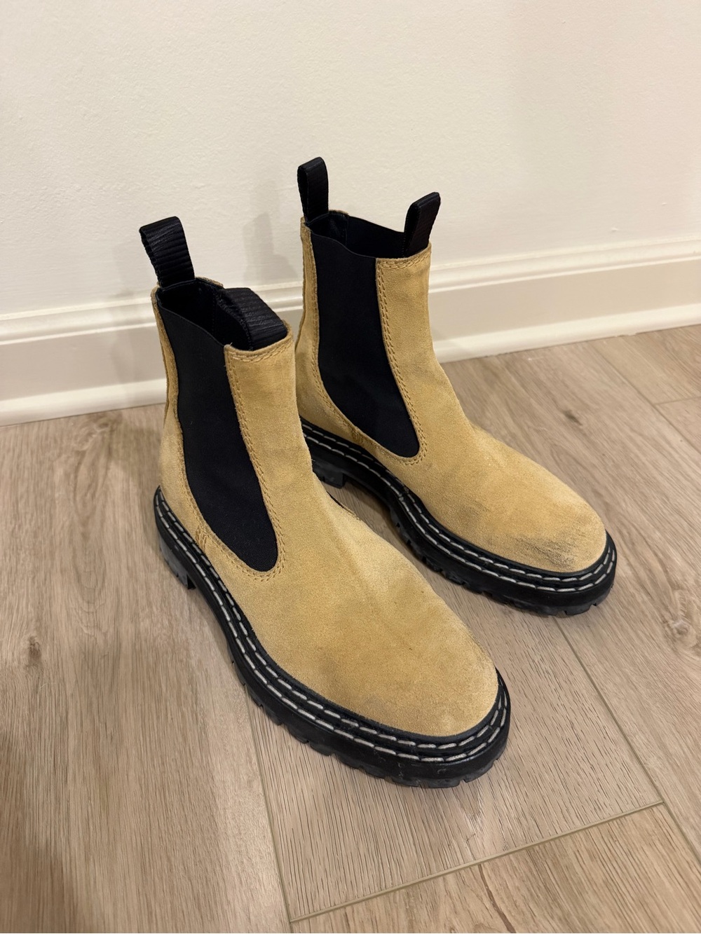 Proenza Schouler Tan Suede Chunky Chelsea Boots Sz 39 Italy